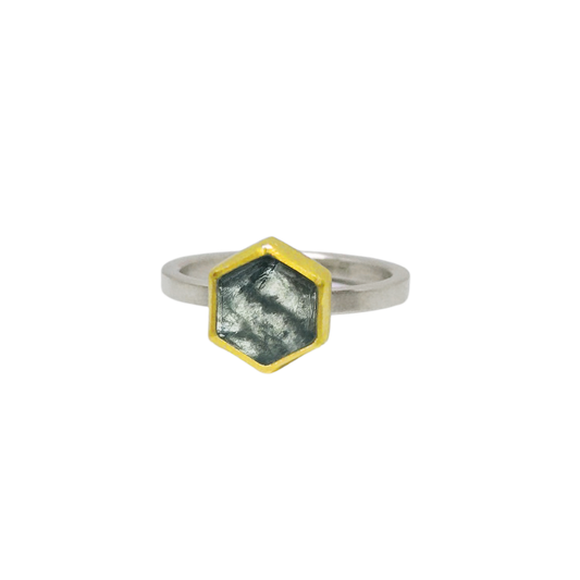 Aquamarine Hex Ring