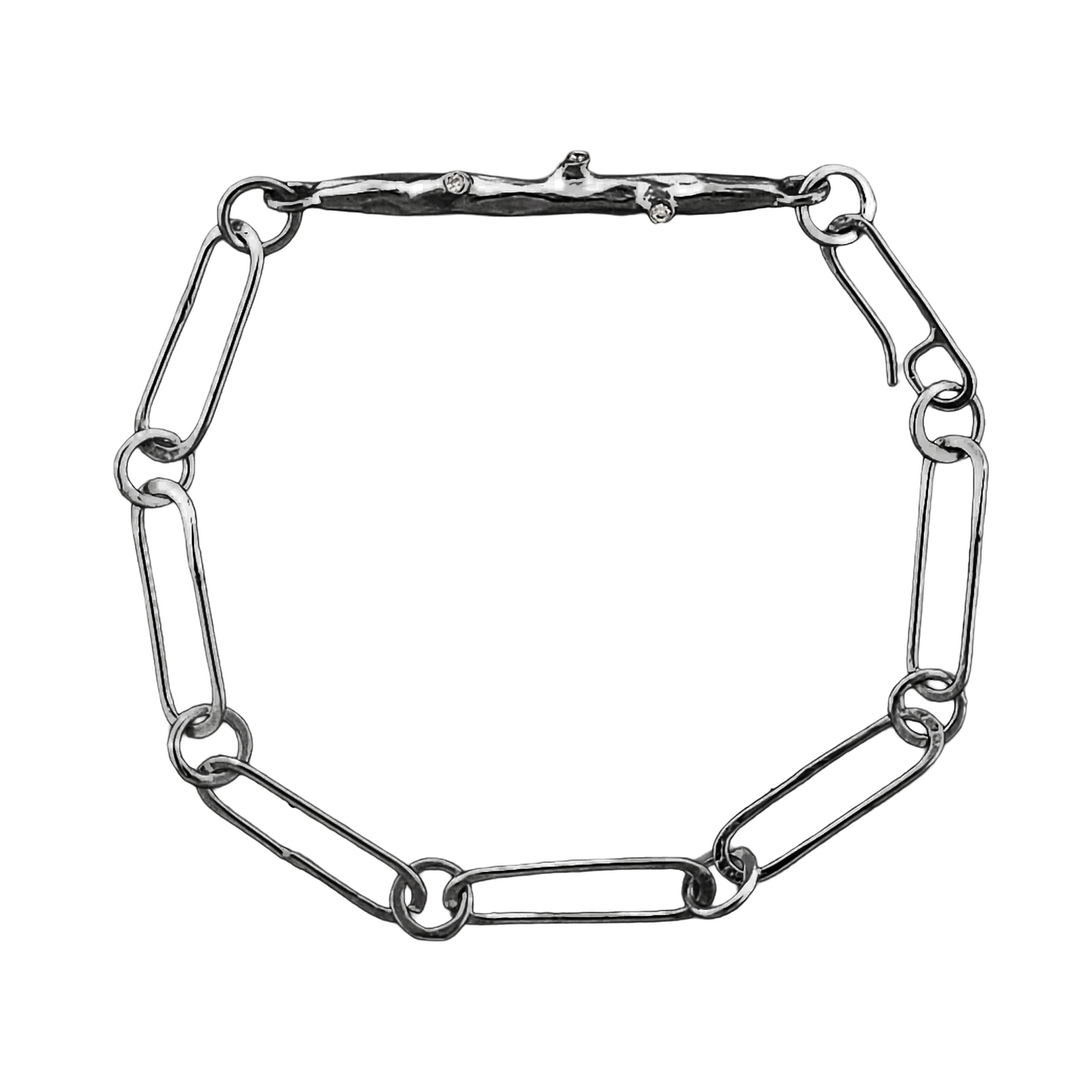 Twig Silver Diamond Bracelet