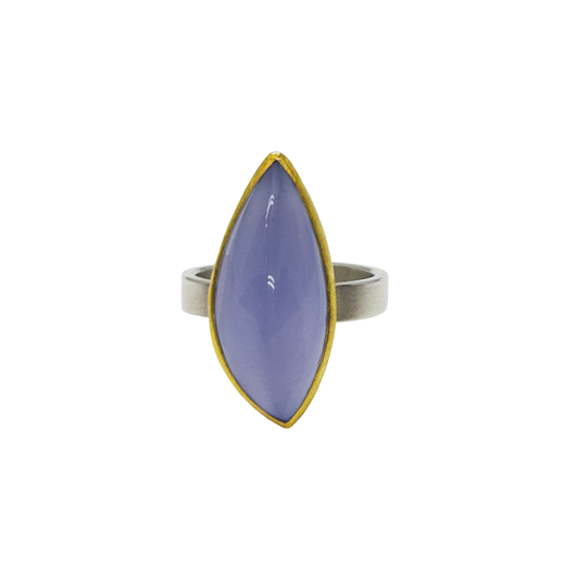 Blue Chalcedony Leaf Ring