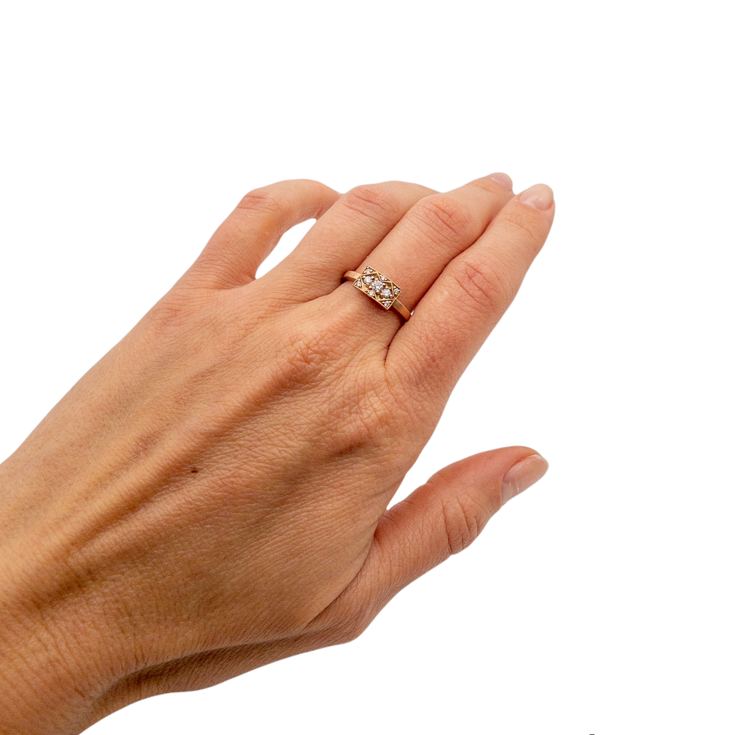 Sidari Ring, 18k Yellow Gold & White Diamond