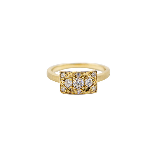 White Diamond Yellow Gold Sidari Ring