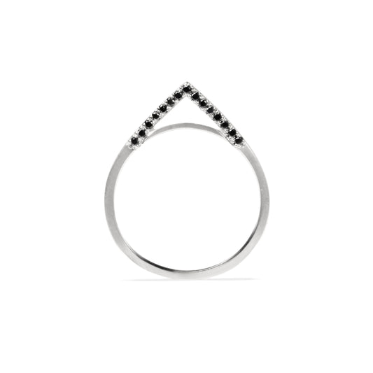 Apex Band With Black Diamonds, Side in Silver