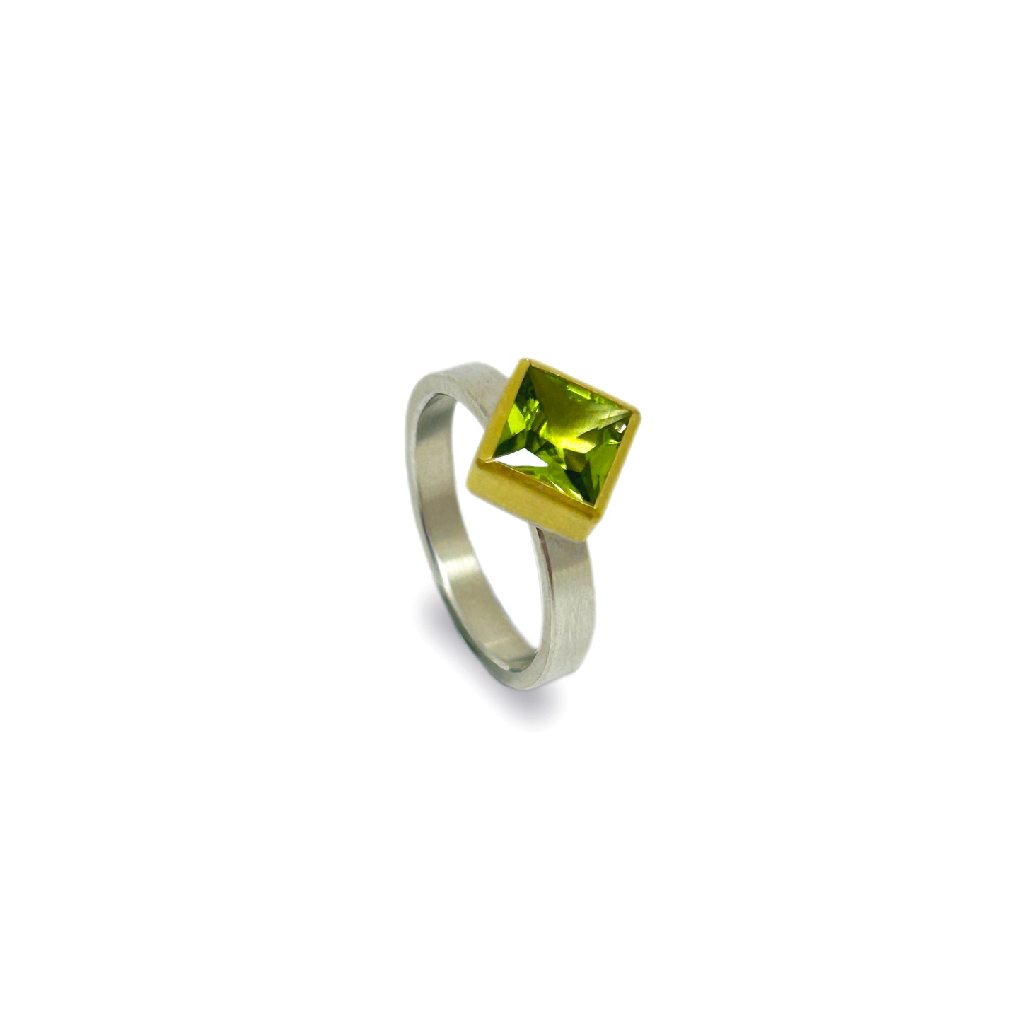 Peridot Square Ring