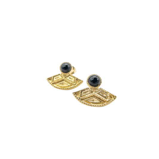 Onyx Fan Earrings