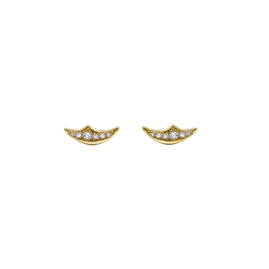 Diamond Crescent Stud Earrings