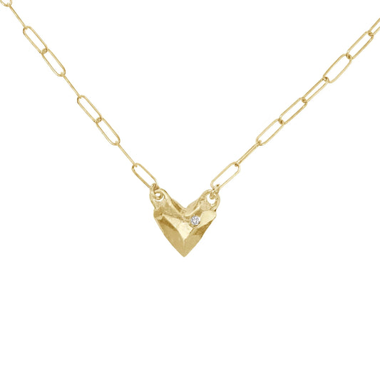 Heart of Gold with White Diamond Necklace
