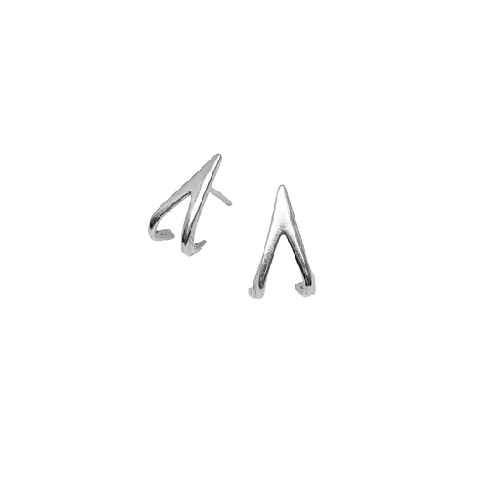 V Huggie Silver Stud Earrings