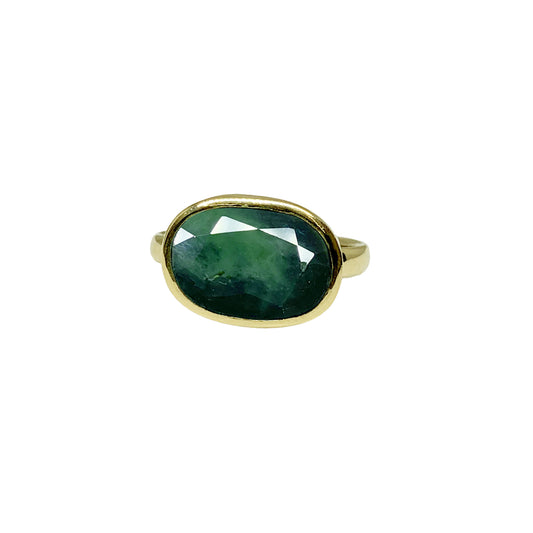 Dark Blue-Green Sapphire Ring