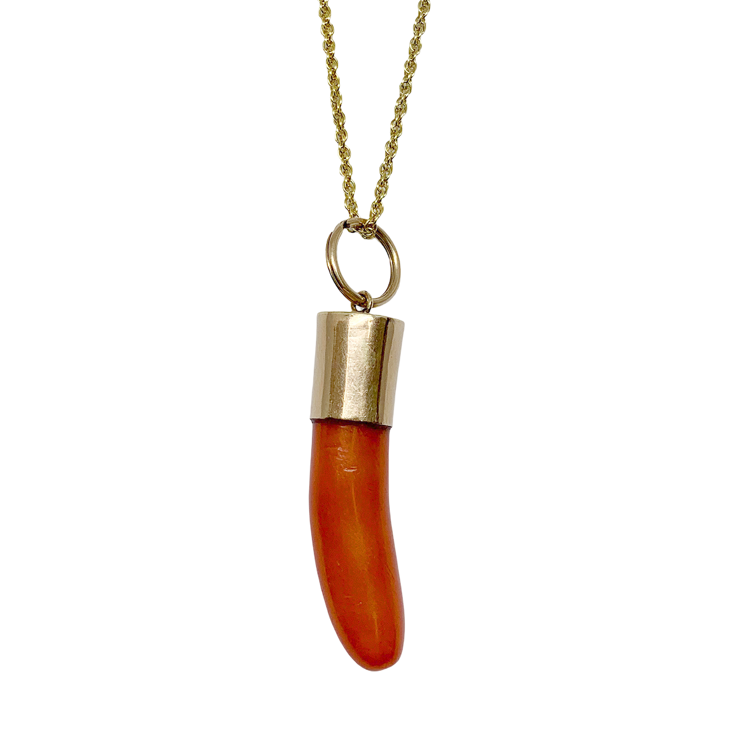 Red Coral Horn Pendant