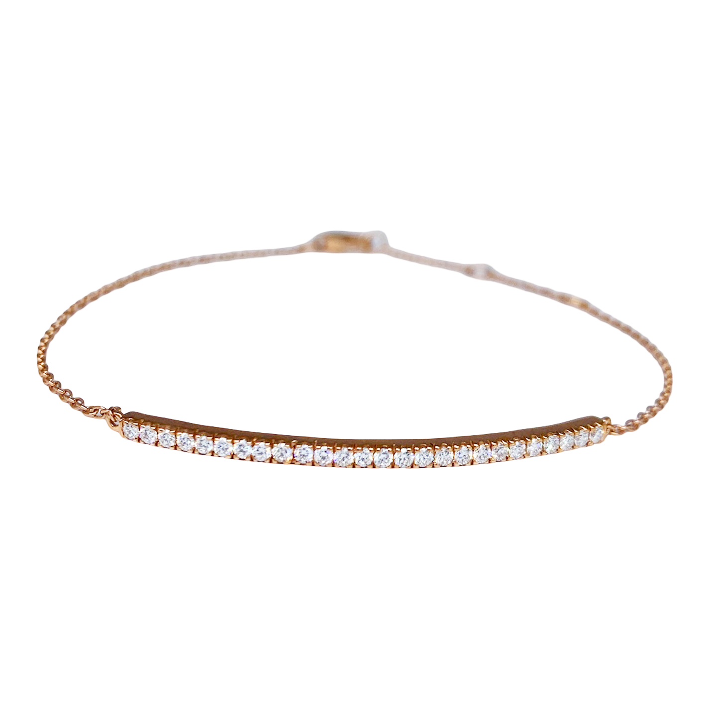 Long Diamond Bar Bracelet in Rose Gold