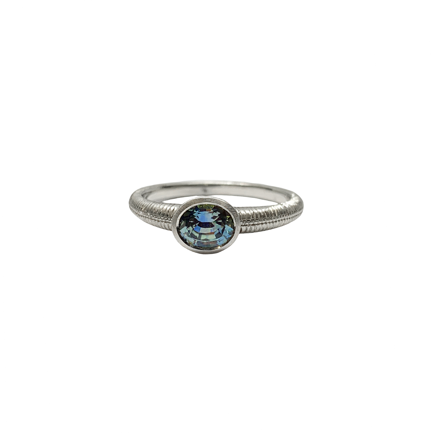 Hand Engraved Montana Sapphire Ring