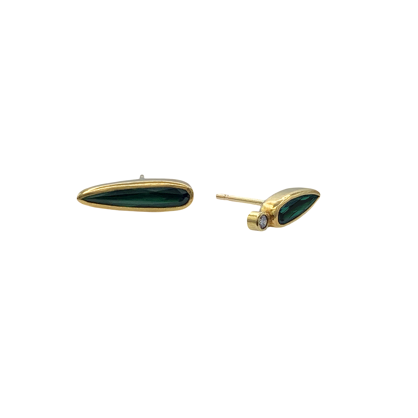 Tourmaline & Diamond Mismatched Stud Earrings