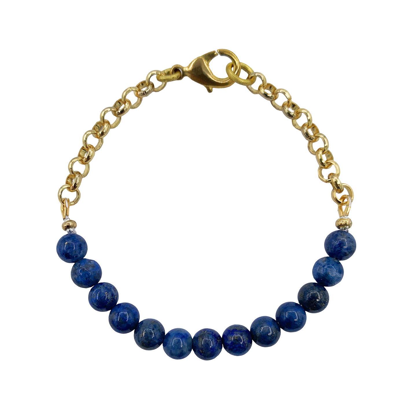 Lapis Beaded Bracelet in Brass