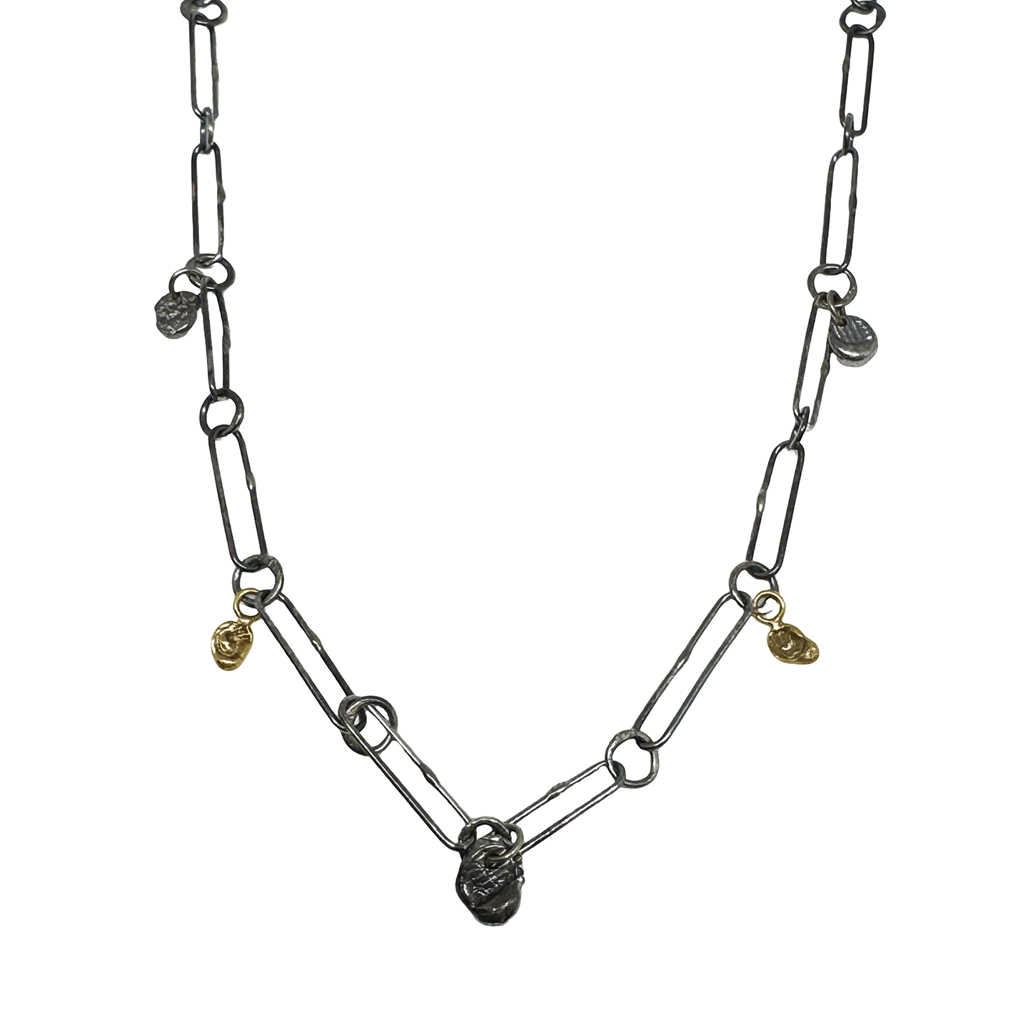 Linked Chain with Mixed Metal Drops