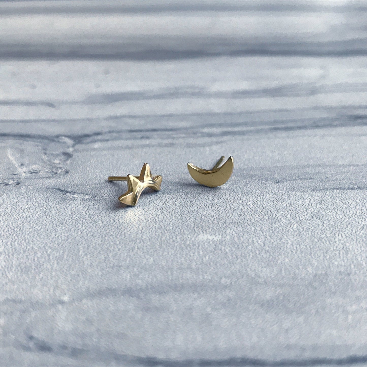 Gold Sun & Moon Stud Earrings