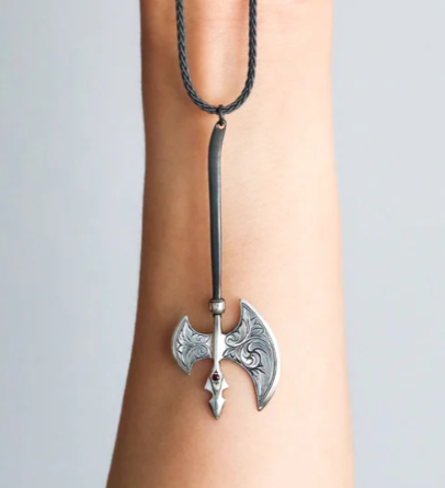 Battle Axe Pendant Necklace - Silver