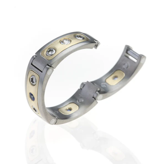 Titanium, 18K Gold, Sapphire & Diamond Ring