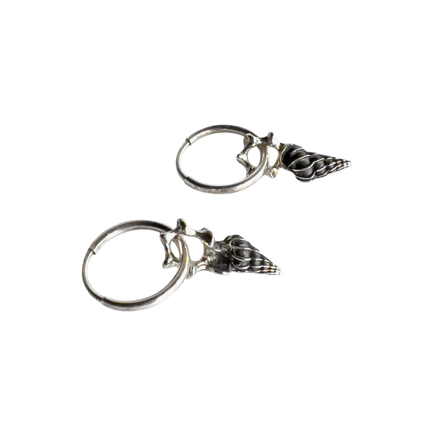 Spiral Charm Hoop Silver Earrings