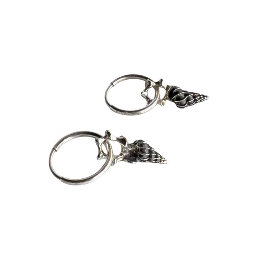 Spiral Charm Hoop Silver Earrings