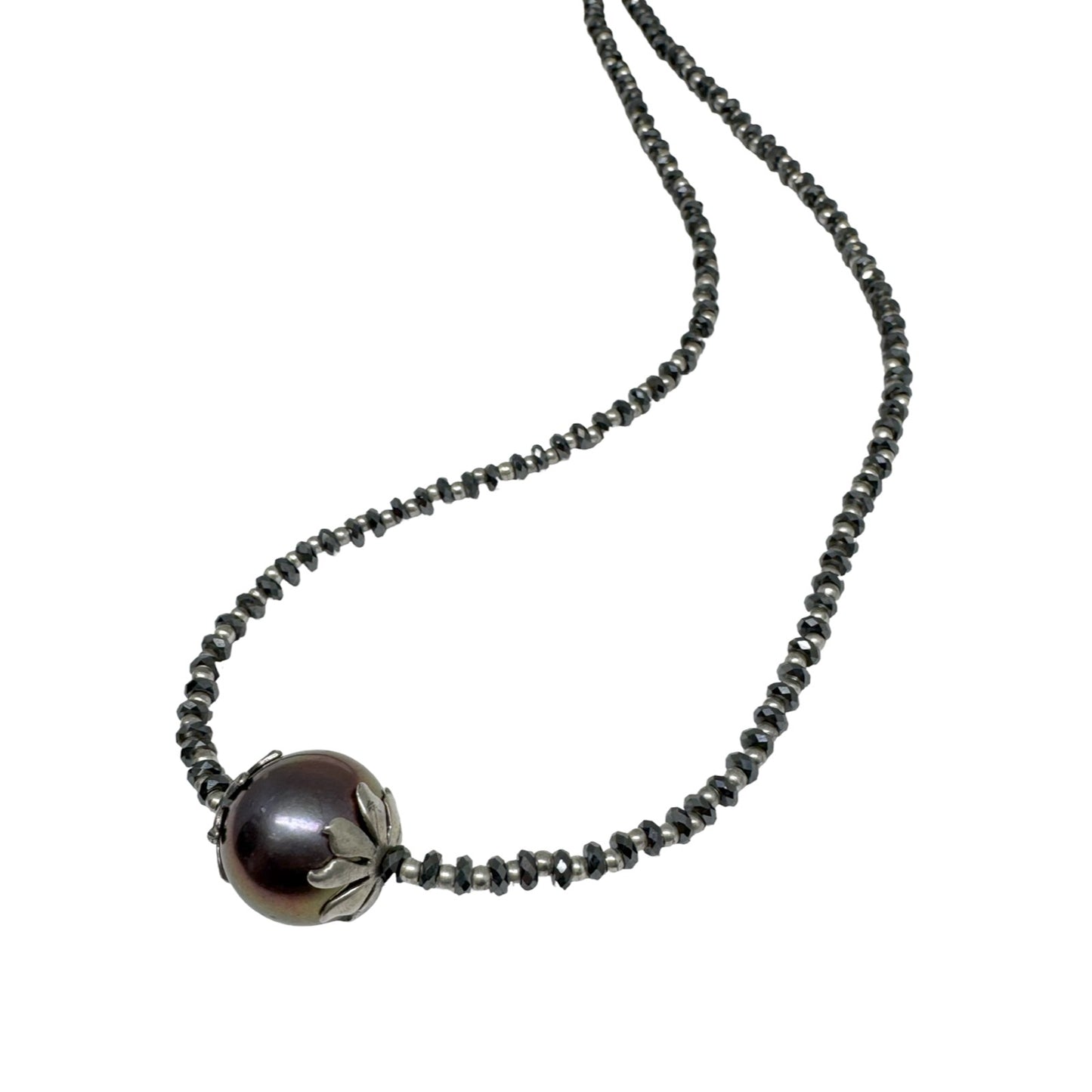 Tahitian Pearl and Black Diamond Beaded Necklace