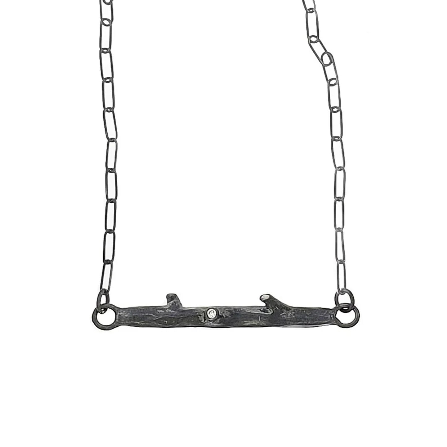 Diamond Twig Oxidized Necklace