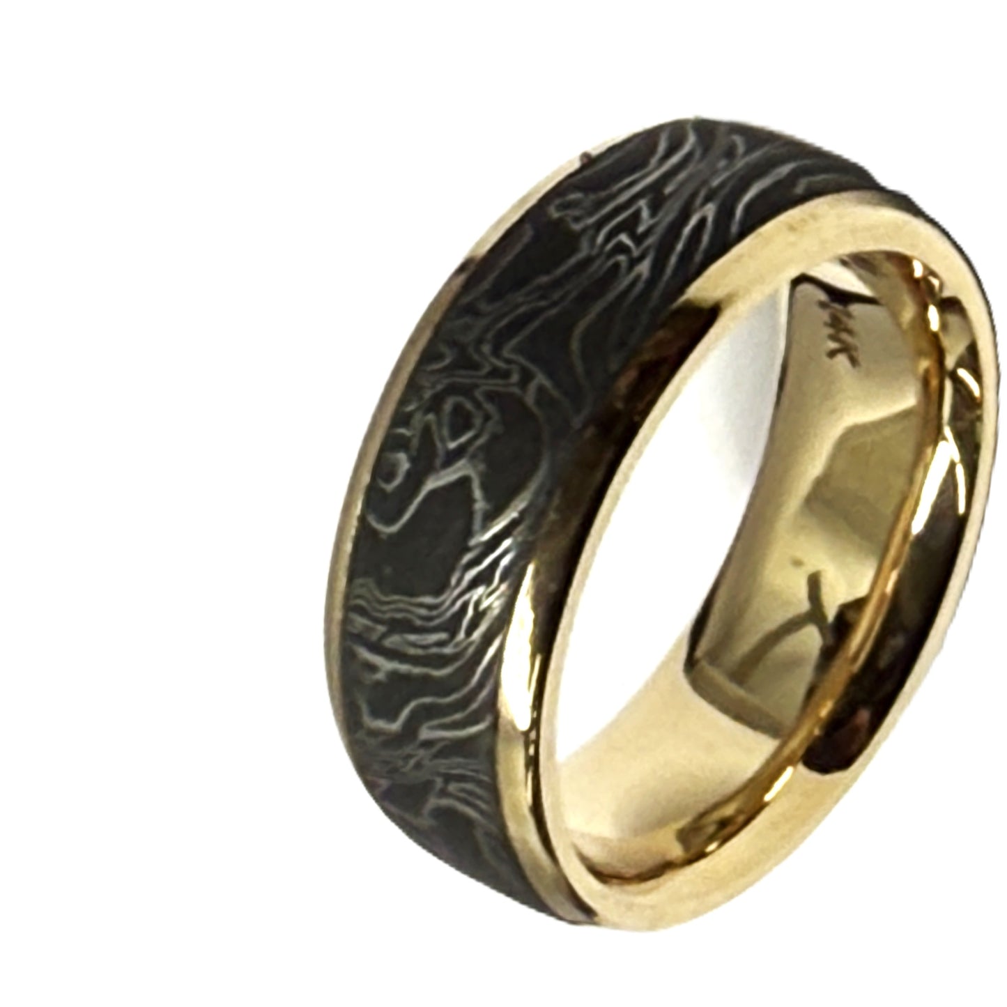 8mm "Seismic" 14k Yellow Gold Rails Low Dome Band