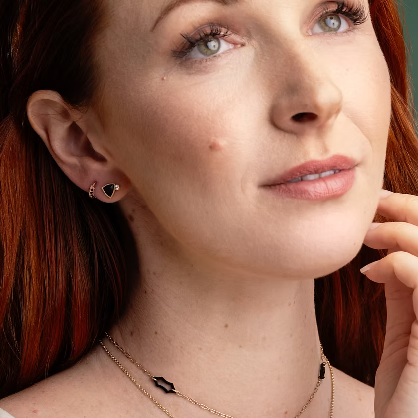 Trillion Black Jade Stud Earrings