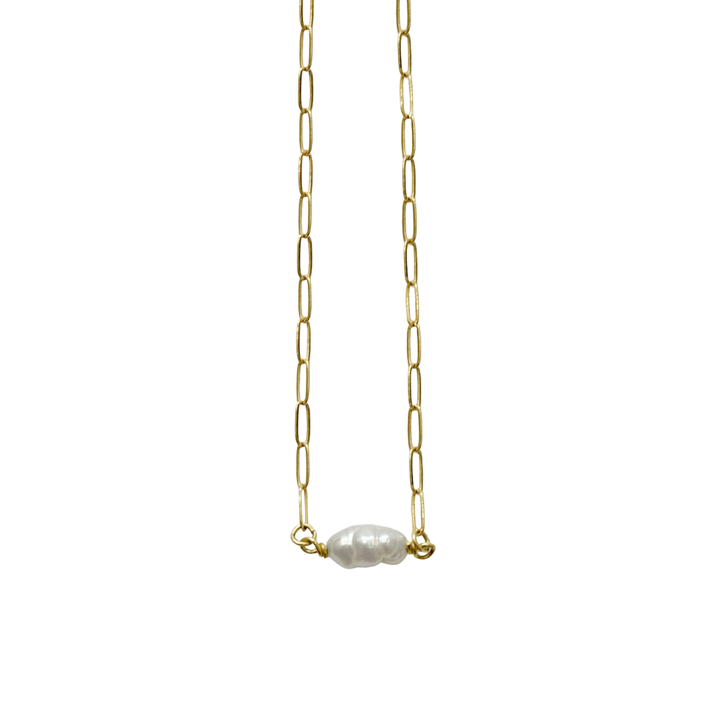 Baroque Pearl Paperclip Necklace