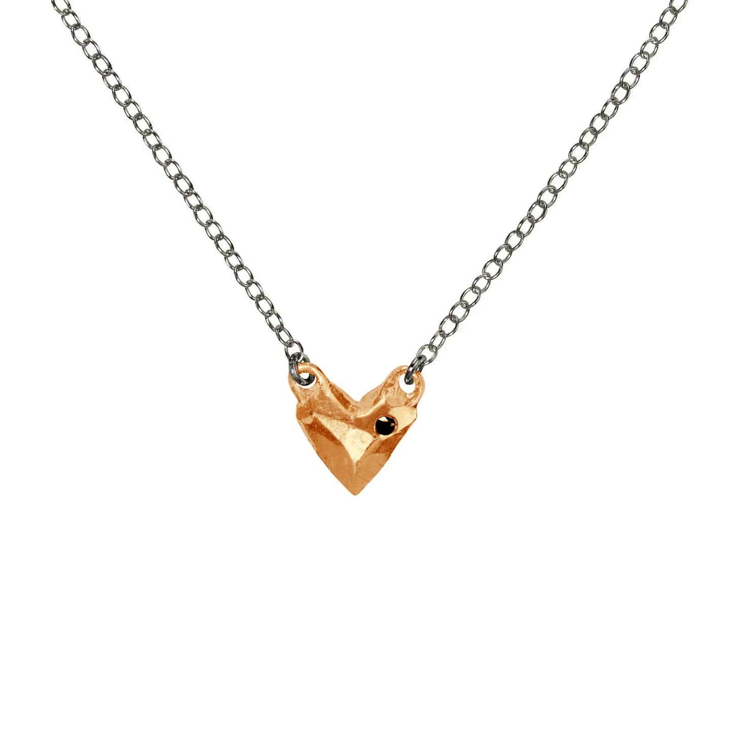 Heart of Bronze with Black Diamond Necklace