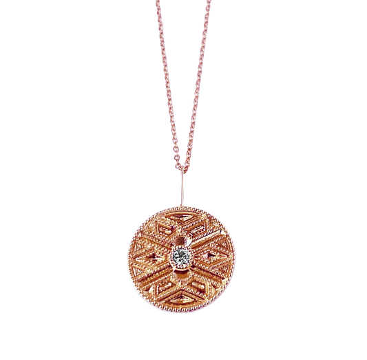 Vintage Inspired Diamond & Rose Gold Necklace