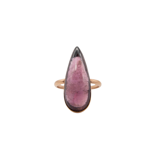 Pink Rubellite Tourmaline Pear Cabochon Ring
