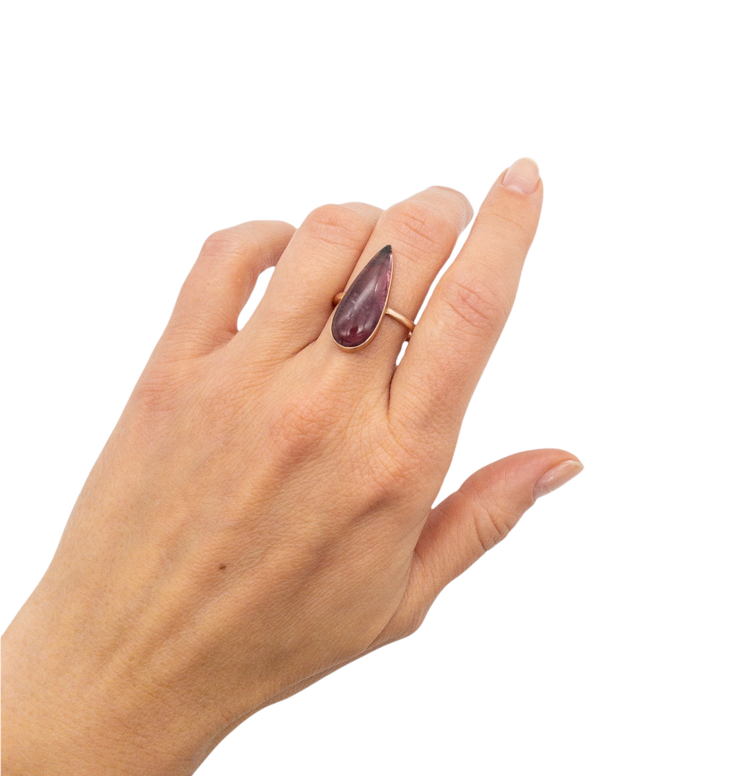 Pink Rubellite Tourmaline Pear Cabochon Ring