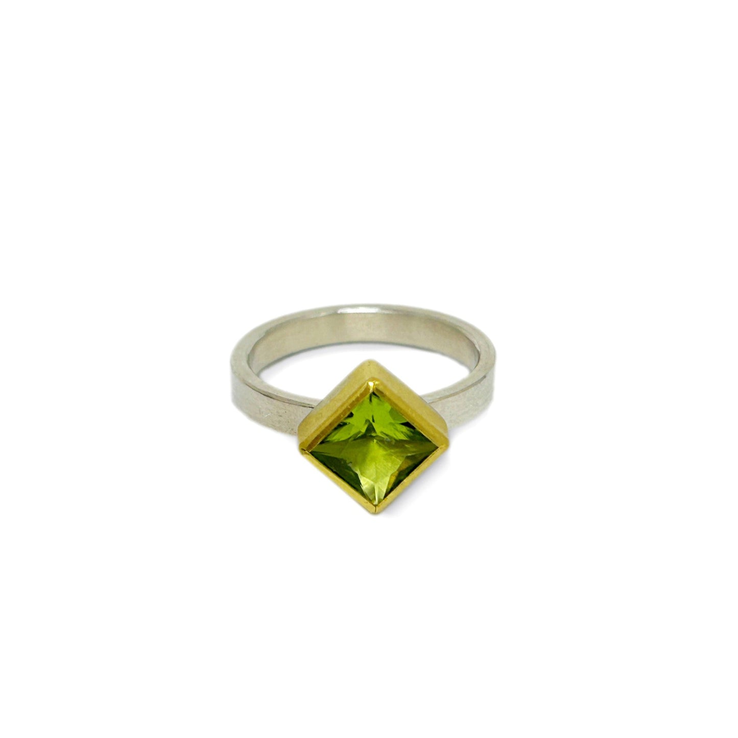 Peridot Square Ring