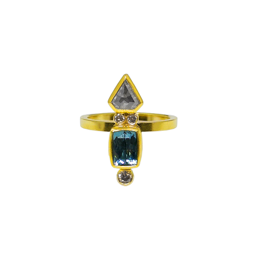 Tourmaline and Diamond Totem Ring