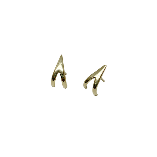 V Huggie Earring Studs in Gold