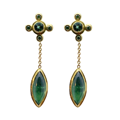 Green Tourmaline Drop Earrings