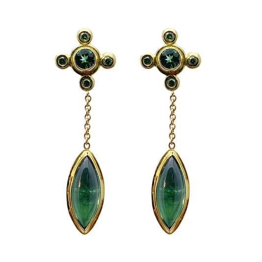Green Tourmaline Drop Earrings