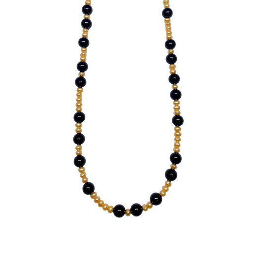 Pearl and Onyx Bead Necklace