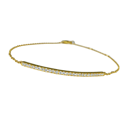 Long Diamond Bar Bracelet in Yellow Gold