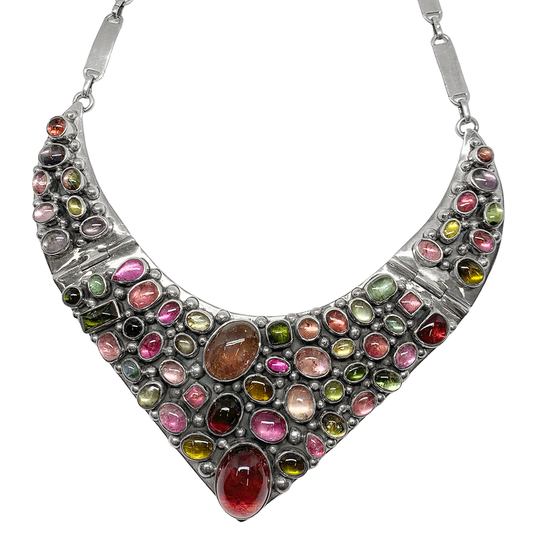 Tourmaline Cabochon Bib Necklace