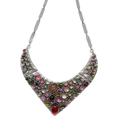 Tourmaline Cabochon Bib Necklace