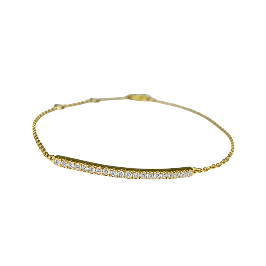 Short Diamond Bar Bracelet in Yellow Gold
