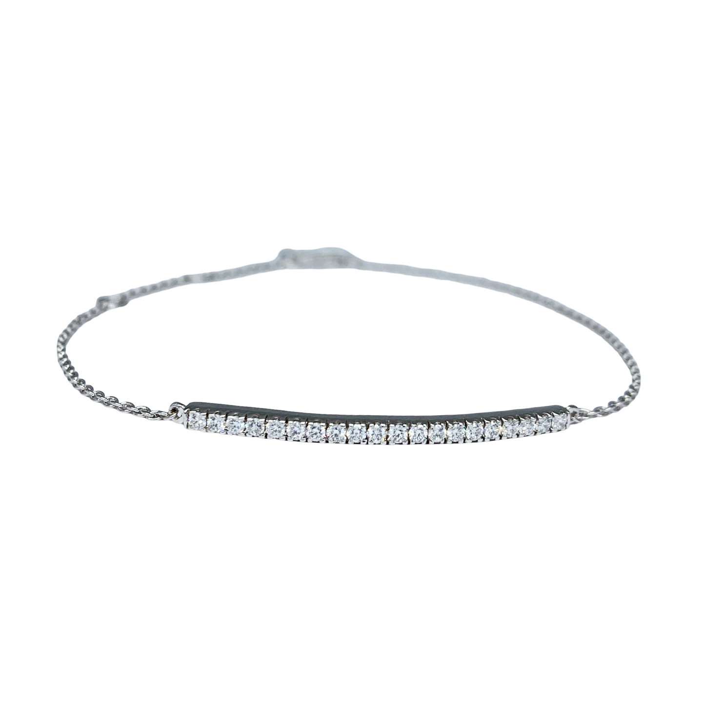 Short Diamond Bar Bracelet in White Gold