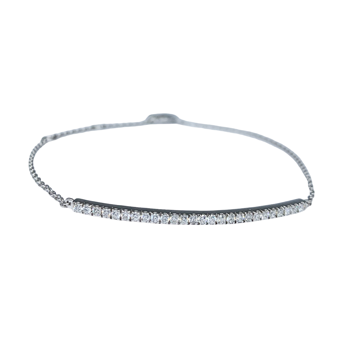 Long Diamond Bar Bracelet in White Gold