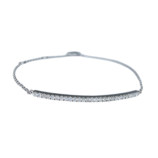Long Diamond Bar Bracelet in White Gold