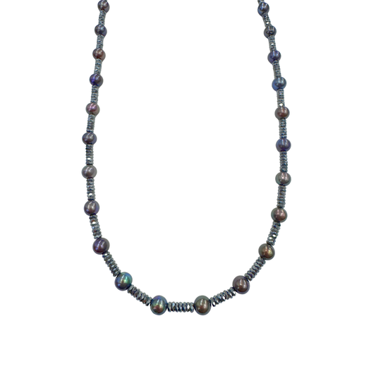 Tahitian Pearl & Black Diamond Bead Necklace