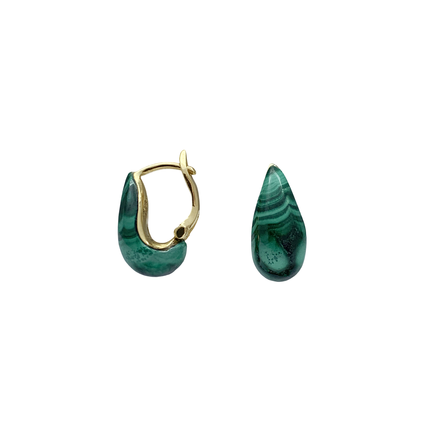 Mini Tumbler Malachite Huggie Earrings