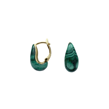 Mini Tumbler Malachite Huggie Earrings