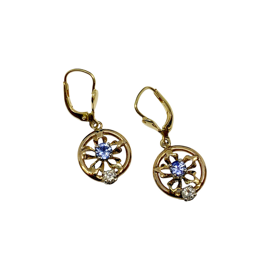 Diamond and Sapphire Floral Earrings