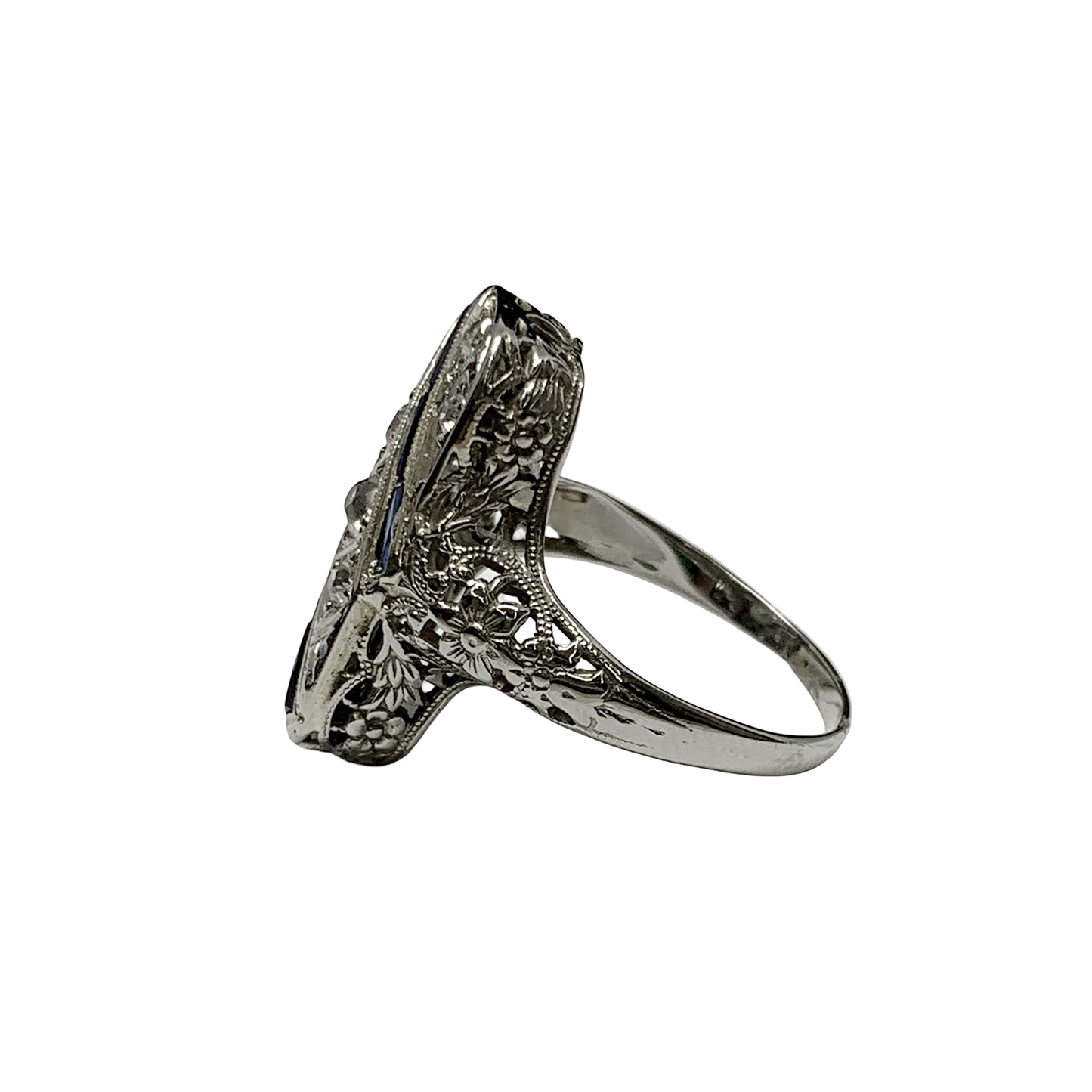 Sapphire & Diamond Art Deco Ring